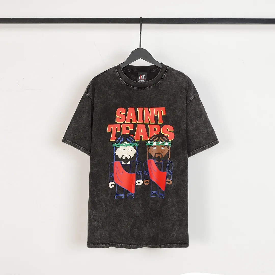 Saint Michael Series Round Neck Distressed Short Sleeves Style No.: 3111P116 Color: Washed Black Size: S M L XL